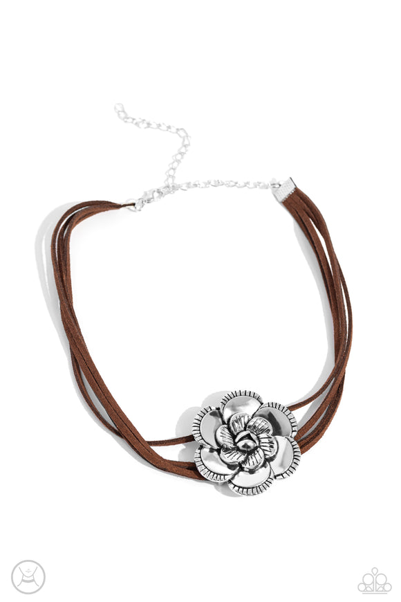 Paparazzi Jewelry Textured Tapestry - Brown Choker Necklace - Pure Elegance by Kym