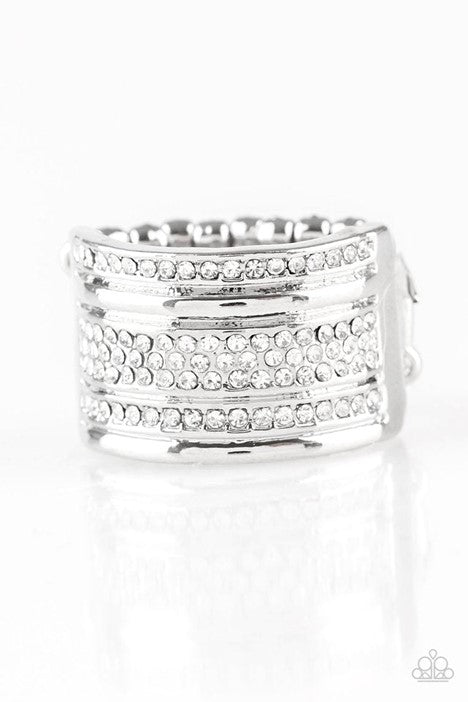 Paparazzi Jewelry Top Dollar Drama - White Ring - Pure Elegance by Kym