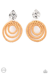 Paparazzi Jewelry Whimsically Wicker - Brown Clip-On Earrings - Pure Elegance by Kym