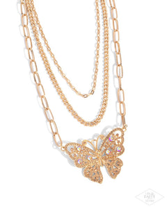 Paparazzi Jewelry Winged Wonder - Gold Necklace - Pure Elegance by Kym