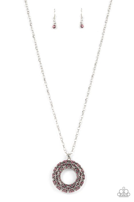 Paparazzi Jewelry Wintry Wreath - Pink Necklace - Pure Elegance by Kym