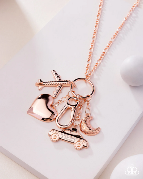 Paparazzi Jewelry World Tour - Rose Gold Lanyard Necklace - Pure Elegance by Kym