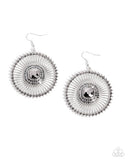 Paparazzi Jewelry Wonderful Wheel - White Earrings - Pure Elegance by Kym