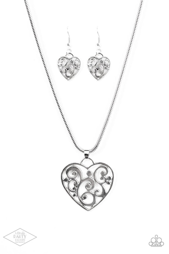 Paparazzi Accessories FILIGREE Your Heart With Love - Silver Necklace - Pure Elegance by Kym