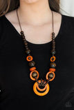 Paparazzi Accessories Boardwalk Party Orange Brown Wooden Necklace - Pure Elegance by Kym