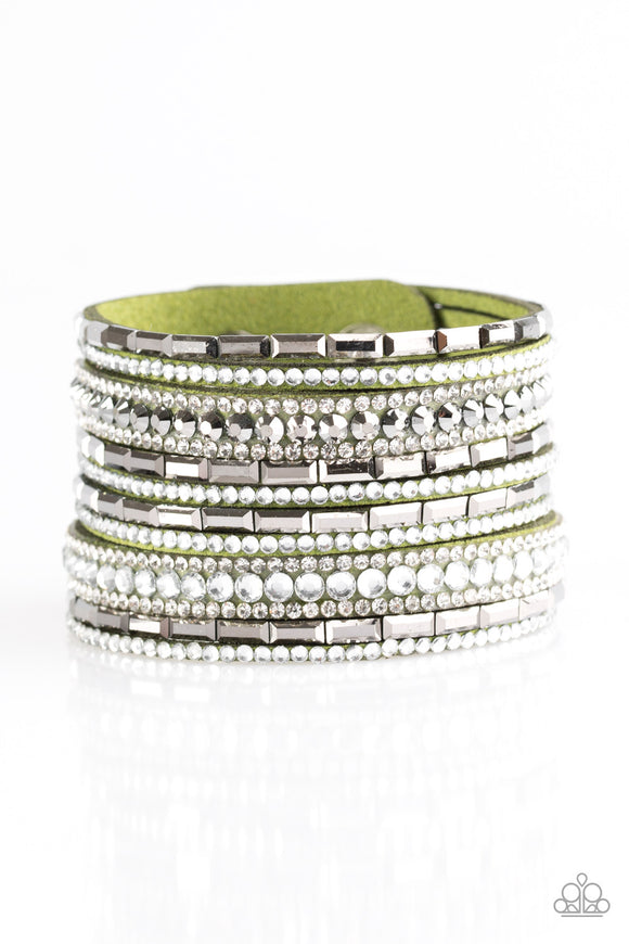 Paparazzi Accessories Wham Bam Glam Green Wrap Bracelet - Pure Elegance by Kym