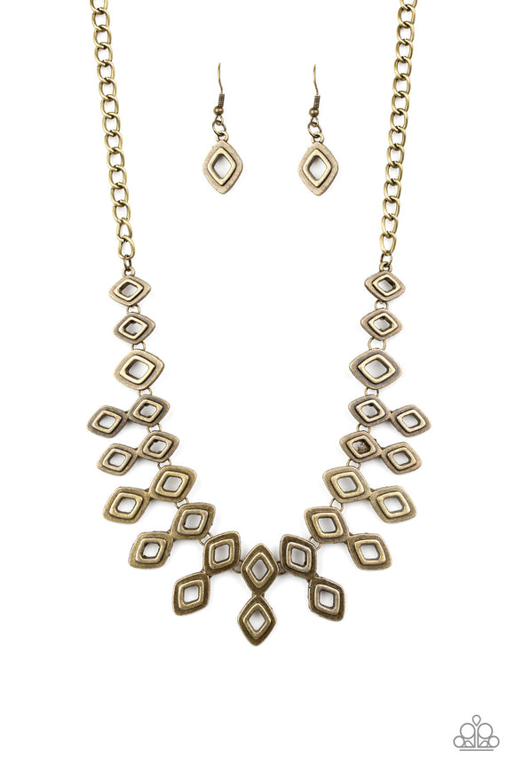 Paparazzi Accessories Geocentric Brass Necklace - Pure Elegance by Kym