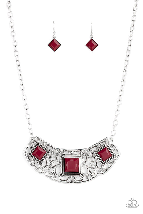 Paparazzi Accessories Feeling Inde-PENDANT Red Necklace - Pure Elegance by Kym