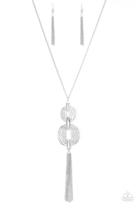 Paparazzi Accessories Timelessly Tasseled Silver Necklace - Pure Elegance by Kym