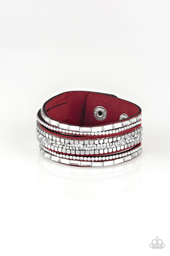 Paparazzi Accessories Rebel in Rhinestones Red Urban Bracelet - Pure Elegance by Kym