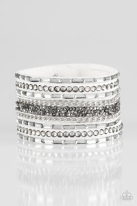 Paparazzi Accessories Rhinestone Rumble White Bracelet - Pure Elegance by Kym