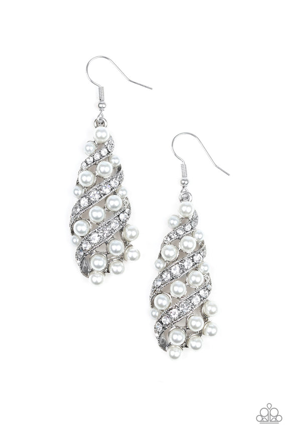 Paparazzi Accessories Ballroom Waltz Silver Earring - Pure Elegance by Kym