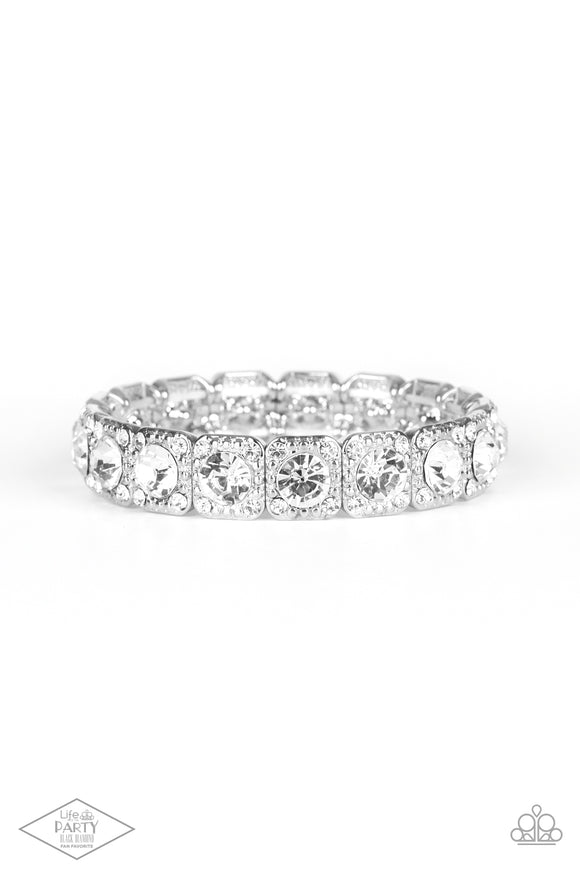 Paparazzi Jewelry Blinged Out - White Bracelet - Pure Elegance by Kym