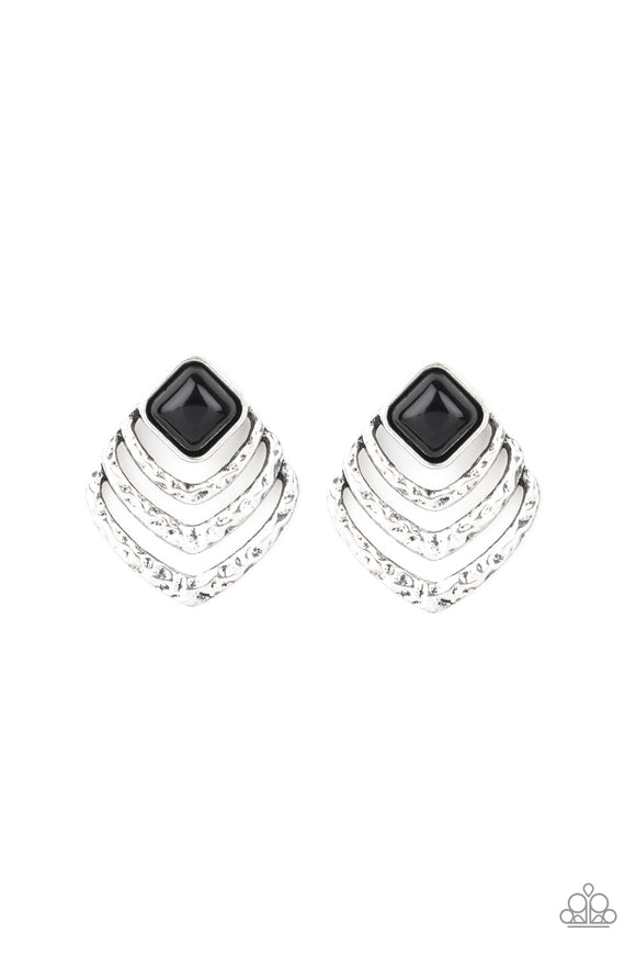 Paparazzi Accessories Rebel Ripple Black Earrings - Pure Elegance by Kym