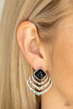 Paparazzi Accessories Rebel Ripple Black Earrings - Pure Elegance by Kym