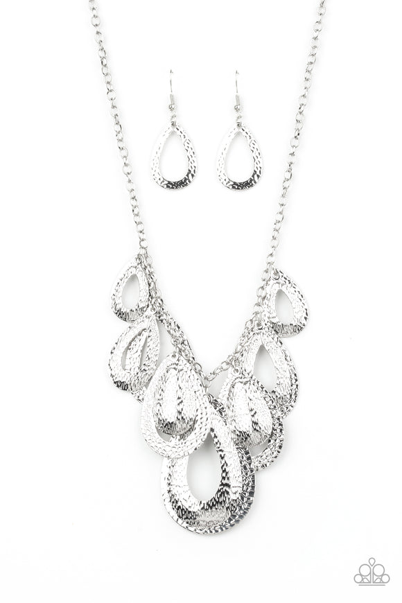 Paparazzi Accessories Teardrop Tempest Silver Necklace - Pure Elegance by Kym