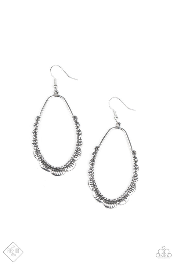 Paparazzi Jewelry RUFFLE Around the Edges - Silver Earrings - Pure Elegance by Kym