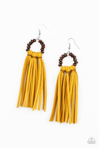Paparazzi Accessories Easy To PerSUEDE  Yellow Earring - Pure Elegance by Kym