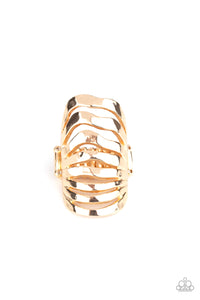 Paparazzi Accessories Sound Waves Gold Ring - Pure Elegance by Kym