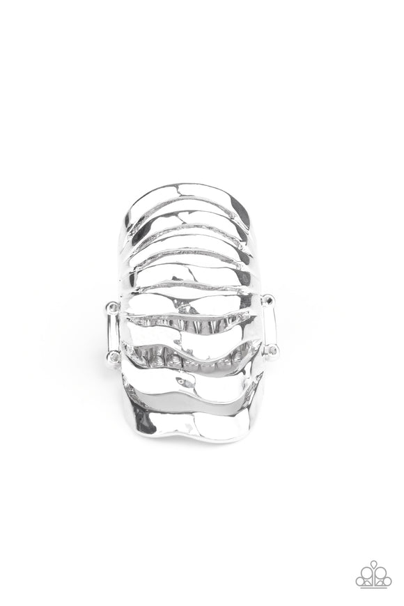 Paparazzi Accessories Sound Waves Silver Ring - Pure Elegance by Kym