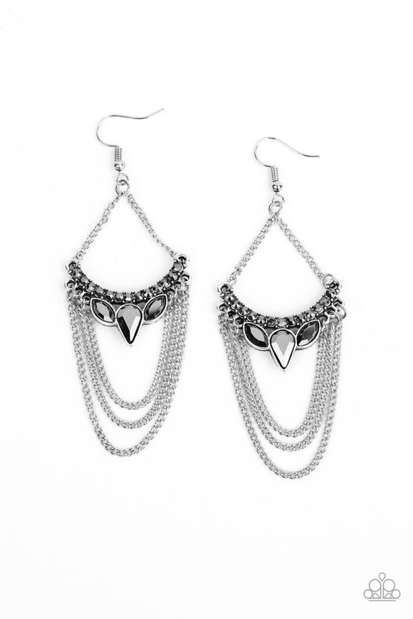 Paparazzi Accessories Burst Into TIERS Silver Earrings - Pure Elegance by Kym