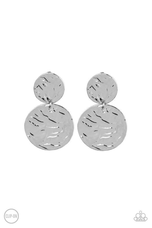Paparazzi Accessories Relic Ripple Silver Clip On Earring - Pure Elegance by Kym