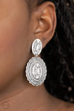 Paparazzi Accessories Ageless Artifact Silver Clip On Earring - Pure Elegance by Kym