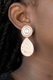 Paparazzi Accessories Emblazoned Edge Rose Gold Clip On Earrings - Pure Elegance by Kym