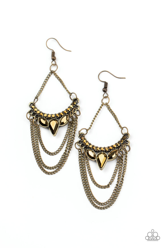 Paparazzi Accessories Burst Into TIERS Brass Earrings - Pure Elegance by Kym