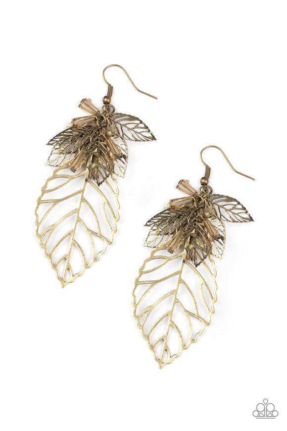 Paparazzi Accessories Instant Re-LEAF Brass Earring - Pure Elegance by Kym