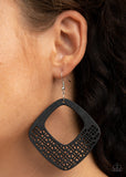 Paparazzi Accessories WOOD You Rather Black Earring - Pure Elegance by Kym