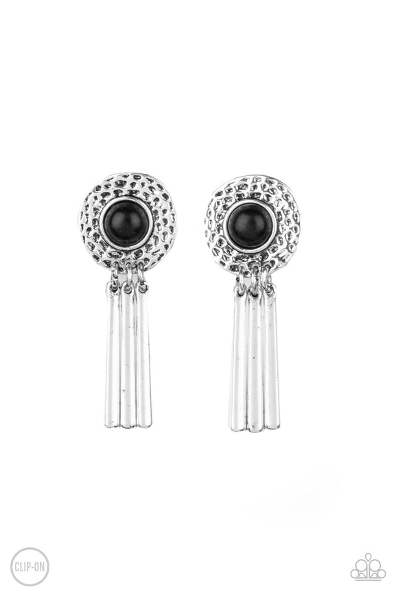 Paparazzi Accessories Desert Amulet Black Clip On Earring - Pure Elegance by Kym