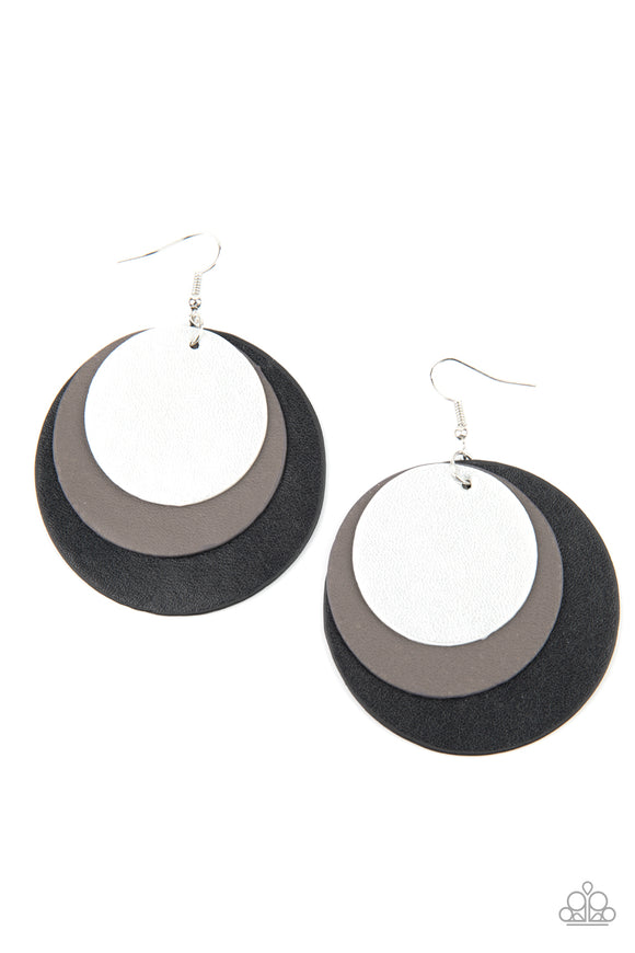 Paparazzi Accessories Leather Forecast Black Earring - Pure Elegance by Kym