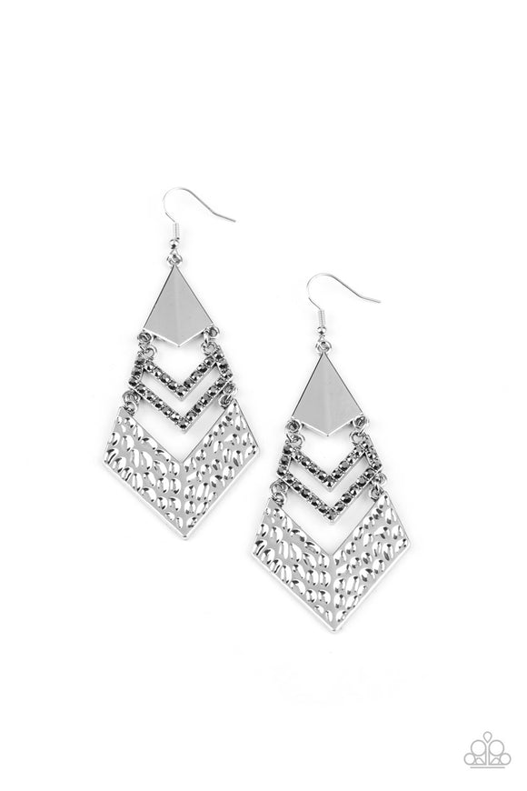 Paparazzi Accessories Work Hazard Silver Earrings - Pure Elegance by Kym