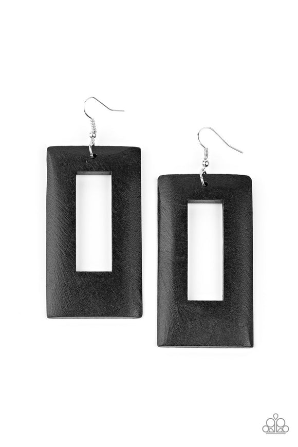 Paparazzi Accessories Totally Framed Black Earrings - Pure Elegance by Kym
