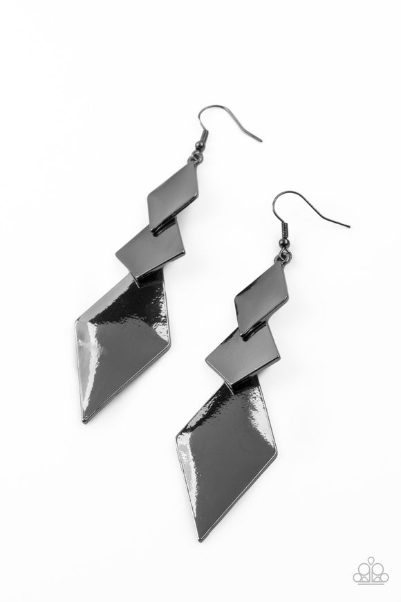 Paparazzi Accessories Danger Ahead Black Earrings - Pure Elegance by Kym