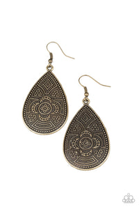 Paparazzi Accessories Tribal Takeover Brass Earring - Pure Elegance by Kym