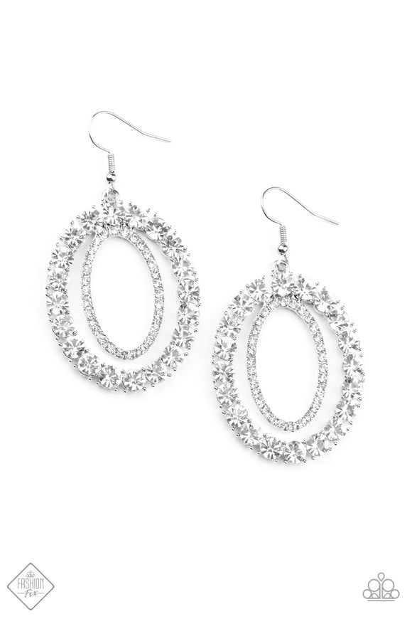 Paparazzi Accessories Deluxe Luxury White Earrings - Pure Elegance by Kym