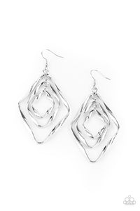 Paparazzi Accessories Retro Resplendence Silver Earring - Pure Elegance by Kym