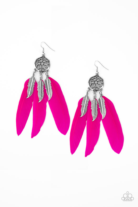 Paparazzi Accessories In Your Wildest DREAM-CATCHERS Pink Earrings - Pure Elegance by Kym