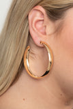 Paparazzi Jewelry BEVEL In It - Gold Hoop Earring - Pure Elegance by Kym