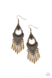 Paparazzi Accessories Trailblazer Beam Brass Earring - Pure Elegance by Kym