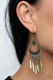 Paparazzi Accessories Trailblazer Beam Brass Earring - Pure Elegance by Kym