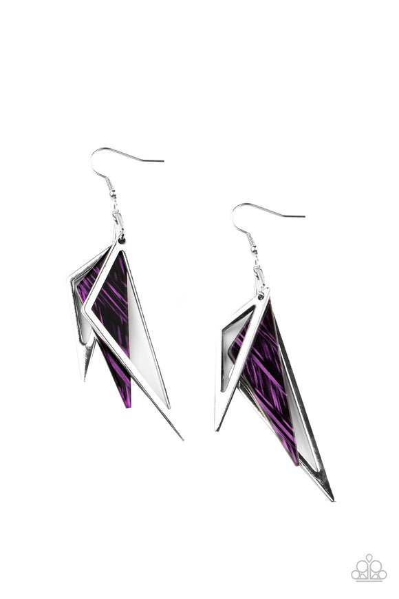 Paparazzi Accessories Evolutionary Edge Purple Earrings - Pure Elegance by Kym