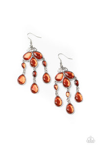 Paparazzi Accessories Clear The HEIR Orange Earrings - Pure Elegance by Kym