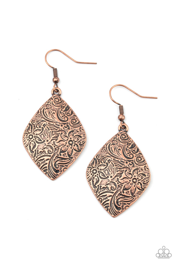 Paparazzi Accessories Flauntable Florals Copper Earrings - Pure Elegance by Kym