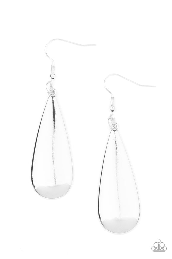 Paparazzi Accessories The Drop Off Silver Earring - Pure Elegance by Kym