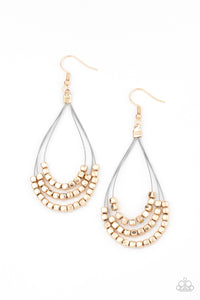 Paparazzi Jewelry Off The Blocks Shimmer - Gold Earring - Pure Elegance by Kym