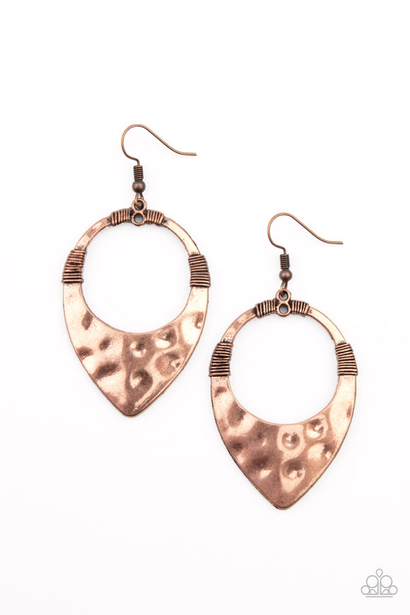 Paparazzi Accessories Instinctively Industrial Copper Earrings - Pure Elegance by Kym