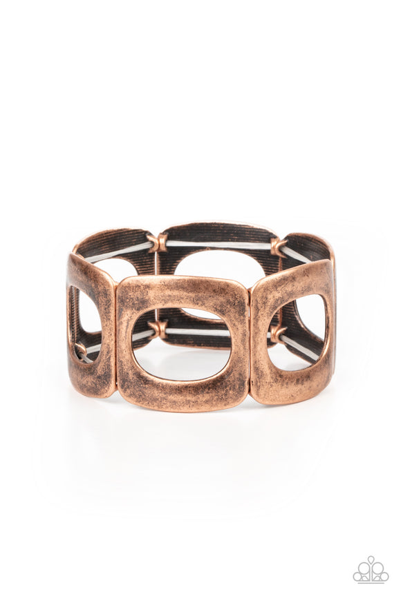 Paparazzi Accessories In OVAL Your Head - Copper Bracelet - Pure Elegance by Kym